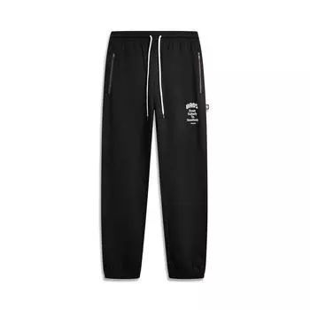 Li Ning Badfive Повседневные Простые Однотонные Вязаные Спортивные Штаны на Кулиске Мужские брюки Черный AKLV083-3 L