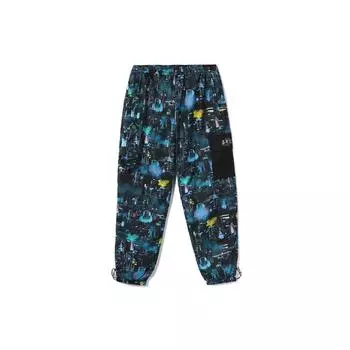 Li Ning Badfive повседневные спортивные трикотажные брюки с манжетами и принтом мужские брюки черные AYKR783-2 M