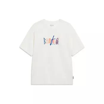 Li-Ning BadFive Series Футболка с круглым вырезом и короткими рукавами с буквенным принтом, мужские топы, молочно-белый AHST283-5 XXL