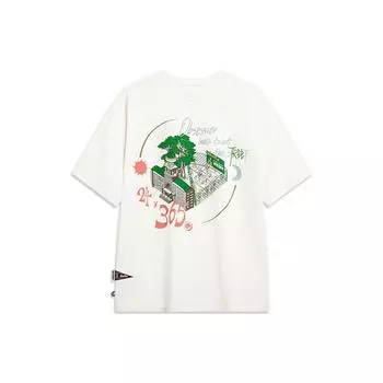 Li-Ning Свободная футболка Badfive Series с короткими рукавами и круглым вырезом, топы унисекс с принтом на спине Off-White AHST511-1 XL