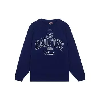 Li-Ning Badfive Series, однотонный хлопковый пуловер с принтом китайских иероглифов, свитшот, топы унисекс, темно-синий, AWDSG19-1 L
