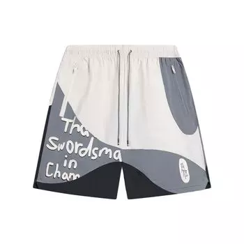 Li Ning Badfive Series Seven City Collaboration Changan Youth Color Block Letter Print Loose Casual Shorts Men shorts AKST823-2 M