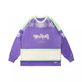 Li-Ning Badfive Series спортивный пуловер с круглым вырезом, мужские топы, флуоресцентно-синий, фиолетовый AAER207-2 L