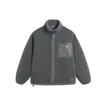 Li-Ning Badfive Series Теплая флисовая подкладка с накладными карманами и воротником-стойкой Мужская куртка Серая AFDSA67-5 XL