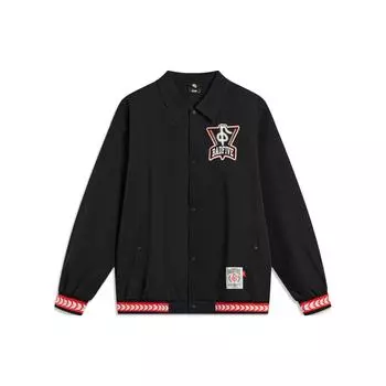 Li Ning Badfive Seven Cities Collaboration Letter Print Polo Neck Loose Casual Jacket Men Jacket Black AFDT737-2 M