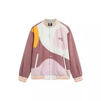 Li Ning Badfive Seven City Collaboration Changan Youth Color Block Letter Print Loose Sports Jacket Men Jacket Moonlight-Gray Purple Brown AFDT797-1 M