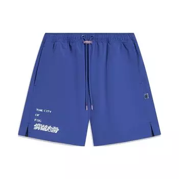 Li Ning Badfive Seven City Collaboration Color Block Letter Print Sports Casual Shorts Men Shorts Shadow-Purple Blue Black AKST819-2 M