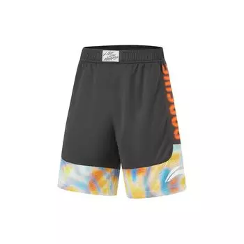 Li-Ning Badfive Spliced Letter Mid-Rise Breathable Straight-Leg Sports Shorts Men shorts Gray Multicolor AAPU113-7 XS
