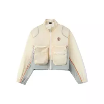 Li Ning Badfive Sports Basketball Series Color Block Loose Sports Stand Wool Jacket Long Sleeve Shorts Women s Upper Clothing Brick-Gray AFDR364-1 XL