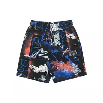 Li Ning Badfive Sports Basketball Series Theme All Over Print Loose Knit Shorts Men Shorts Colorful-Camouflace AKSR155-3 XXL