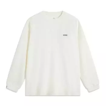 Li-Ning Badfive Sports Casual Simple Solid Color Round Neck Pullover Loose Sweatshirt Men sweatshirt Off-White AHSU781-4 L
