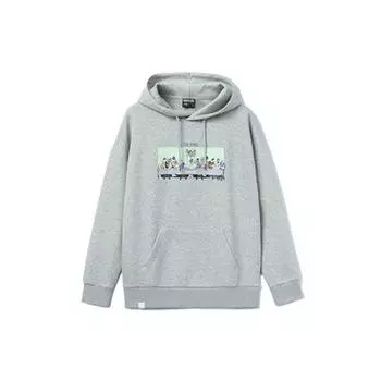 Li Ning Badfive свободный мультфильм толстовка мужская толстовка цветок-серый кирпично-серый AWDR417-8 2XL