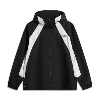 Li-Ning Badfive Толстовка с капюшоном на молнии с надписью, повседневная спортивная куртка, мужские куртки, черная, молочно-белая, AFDV329-4 S