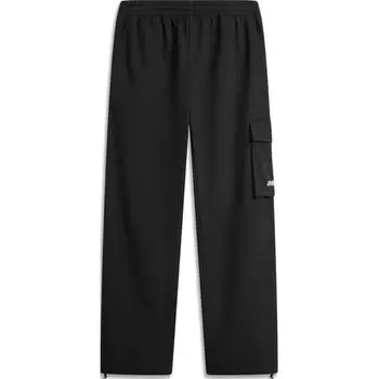 Li Ning Badfive удобные повседневные простые свободные универсальные флисовые спортивные длинные брюки со шнуровкой мужские низы черного цвета AYKU509-1 M