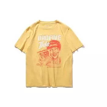Li-Ning BADFIVE x Tide совместная футболка с коротким рукавом, рубашка в культурном стиле, мужские топы, желтый AHSP945-1 XXL