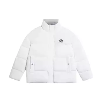 Li Ning Badfive Женская серия однотонный логотип принт воротник стойка длинный рукав пуховик зимняя женская верхняя одежда белый AYMS130-3 XL