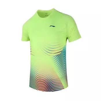 Li Ning Badminton Series быстросохнущая охлаждающая впитывающая пот дышащая одежда для соревнований унисекс спортивная одежда флуоресцентно-желтый зеленый AAYS059-1 M