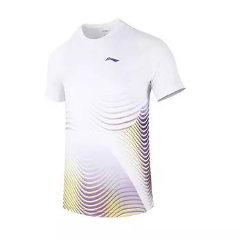 Li Ning Badminton Series быстросохнущая спортивная одежда с круглым вырезом унисекс белая спортивная одежда AAYS059-4 M