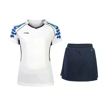 Li Ning Badminton Series быстросохнущий дышащий спортивный раздельный костюм для женщин, спортивная одежда белого цвета AATR004-1 M