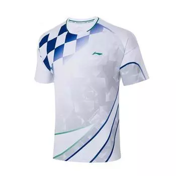 Li Ning Badminton Series быстросохнущий влагоотводящий профессиональный спортивный топ для соревнований по бегу, повседневная тренировочная одежда, футболка для бадминтона, мужские топы AAYS069-3 L