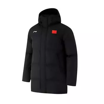 Li Ning Badminton Series Color Block Logo пуховик средней длины для мужчин, верхняя одежда, черный AYMU341-1 XL