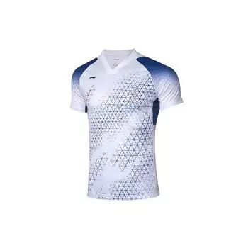 Li-Ning Badminton Series Comfortable Sweat-Absorbent Short Sleeve T-Shirt Men Tops White AAYQ011-1