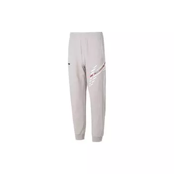 Li Ning Badminton Series FW23 с принтом логотипа, эластичным поясом, зауженными книзу, трикотажными спортивными брюками, унисекс, серыми AKLT833-4 S