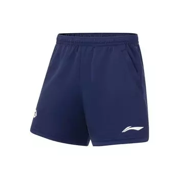 Li-Ning Шорты для бадминтона с логотипом и принтом в виде матча по бадминтону, повседневные, унисекс, темно-синие, AAPT059-4 L