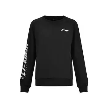Li Ning Badminton Series Модная простая удобная повседневная толстовка с круглым вырезом, унисекс, толстовка, черная AWDUH89-1 S