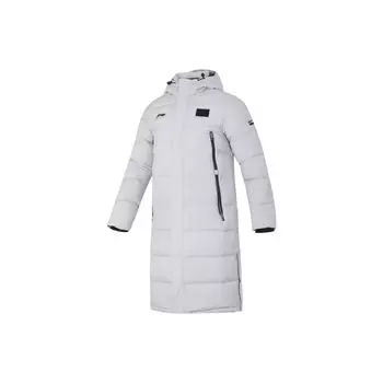 Li Ning Badminton Series однотонная куртка средней длины выше колена, толстая теплая, унисекс, верхняя одежда, цвет серый AYMT123-3 S