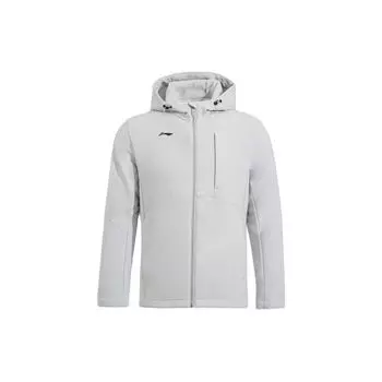 Li Ning Badminton Series однотонная водонепроницаемая теплая флисовая спортивная куртка с капюшоном на молнии мужская куртка серая AFDT907-2 XXL
