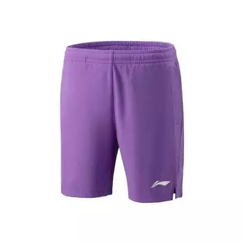 Li Ning Badminton Series однотонные логотипы средней талии удобные дышащие прямые повседневные шорты унисекс шорты фиолетовые AAPV045-3 M