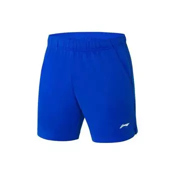 Li Ning Badminton Series однотонные прямые повседневные шорты со средней талией мужские шорты кристально-голубого цвета AAPR379-9 M