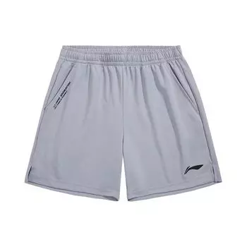 Li Ning Badminton Series однотонные шорты средней посадки со шнурком прямые спортивные шорты унисекс шорты сизо-серого цвета AAPU133-2 3XL