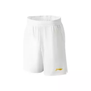 Li Ning Badminton Series однотонные удобные трикотажные спортивные шорты с буквенным узором унисекс белые шорты AAPU219-2 L
