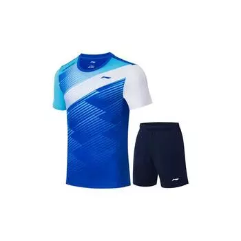 Li Ning Badminton Series Полосатые быстросохнущие дышащие шорты с коротким рукавом однотонные повседневные спортивные шорты для мужчин AATT033-2 M