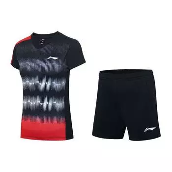 Li Ning Badminton Series Quick-Dry Cool Competition Split Suit Женская спортивная одежда Черный AATT020-3 S