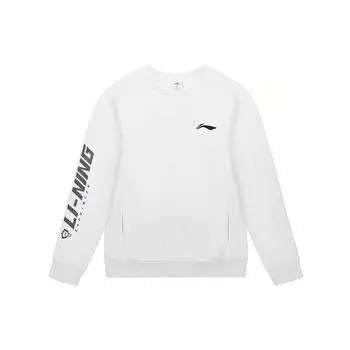 Li Ning Badminton Series с большим логотипом, повседневный спортивный свитер с круглым вырезом и длинным рукавом, мужская толстовка, стандартная белая AWDSD43-2 L