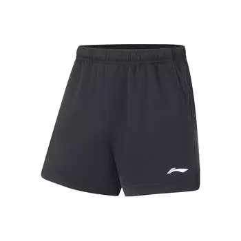 Li-Ning Серия для бадминтона, однотонные прямые повседневные шорты со средней талией, мужские брюки черного цвета AAPR379-6 L