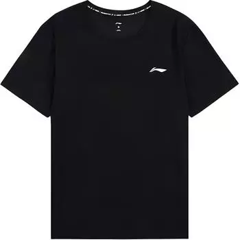Li Ning Badminton Series спортивная повседневная удобная футболка с коротким рукавом унисекс топы черная ATSU835-1 M