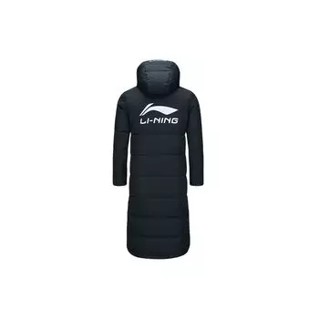 Li Ning Badminton Series Sports Warm Long Hooded Down Jacket Winter Men Upperwear Black AYMR495-1 XXXL