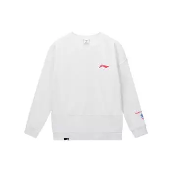 Li Ning Badminton Series Thunder Dragon Print Sports Casual Pullover Sweatshirt Men Sweatshirt White AWDSE89-2 L