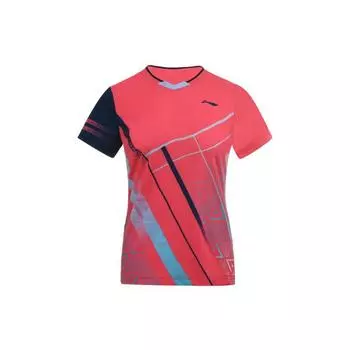 Li Ning Бадминтон Серия Быстросохнущая Тренировочная Соревновательная Обычная Футболка Женские Топы Горяче-розовый AAYS072-4 S