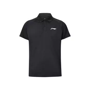 Li Ning Бадминтон Серия Дышащая Удобная Повседневная Легкая Футболка-поло с коротким рукавом Унисекс топы Черный APLU961-1 M