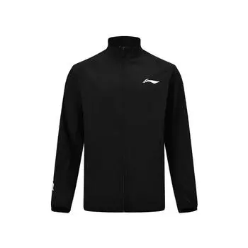 Li Ning Бадминтон Серия Логотип Принт Быстросохнущий С Длинным Рукавом Воротник-стойка Ветровка Унисекс Верхняя одежда Черный AFDUD67-1 S