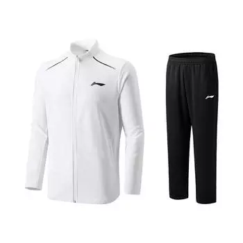 Li Ning Бадминтон Серия Логотип Принт Воротник-стойка Длинный рукав На молнии Топ Удобные Брюки на кулиске Комплект с худи Унисекс комплекты AWEV001-2 3XL