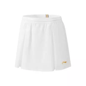 Li Ning Бадминтон Серия Однотонная Средняя Посадка Мягкая Удобная Дышащая Универсальная Повседневная Юбка Женские юбки Стандартный-Белый ASKV012-2 L