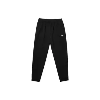 Li Ning Бадминтон Серия Осенние однотонные манжеты спортивные длинные брюки для бега мужские низ черный AKLTC85-1 M