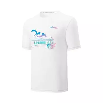 Li Ning Бадминтон Серия Письмо Круглый вырез Удобная Дышащая Универсальная Футболка с коротким рукавом Унисекс Топы Белый AHSVD75-2 M