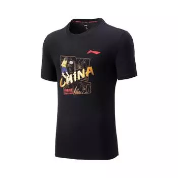 Li Ning Бадминтон Серия Письмо Круглый вырез Удобная Дышащая Универсальная Футболка с коротким рукавом Унисекс Топы Черный AHSV773-1 M